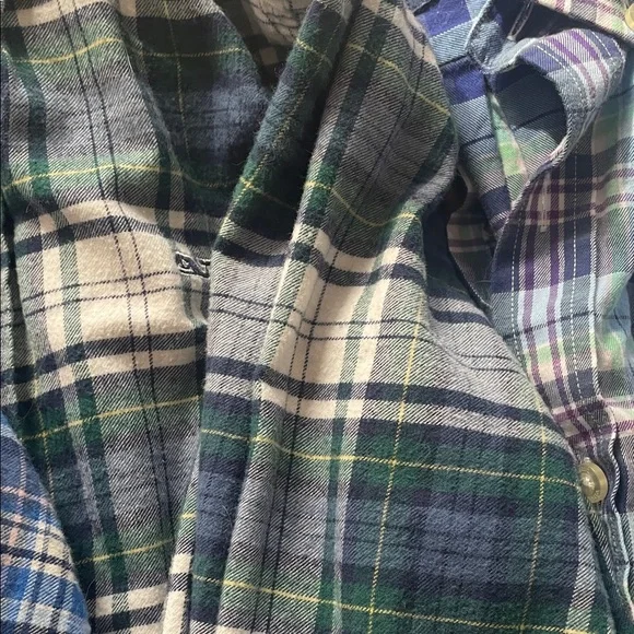 BUNDLE Vineyard Vines FOUR Flannel Shirts Small Plaid Shirt Collection 8-10 Tops - Picture 11 of 15